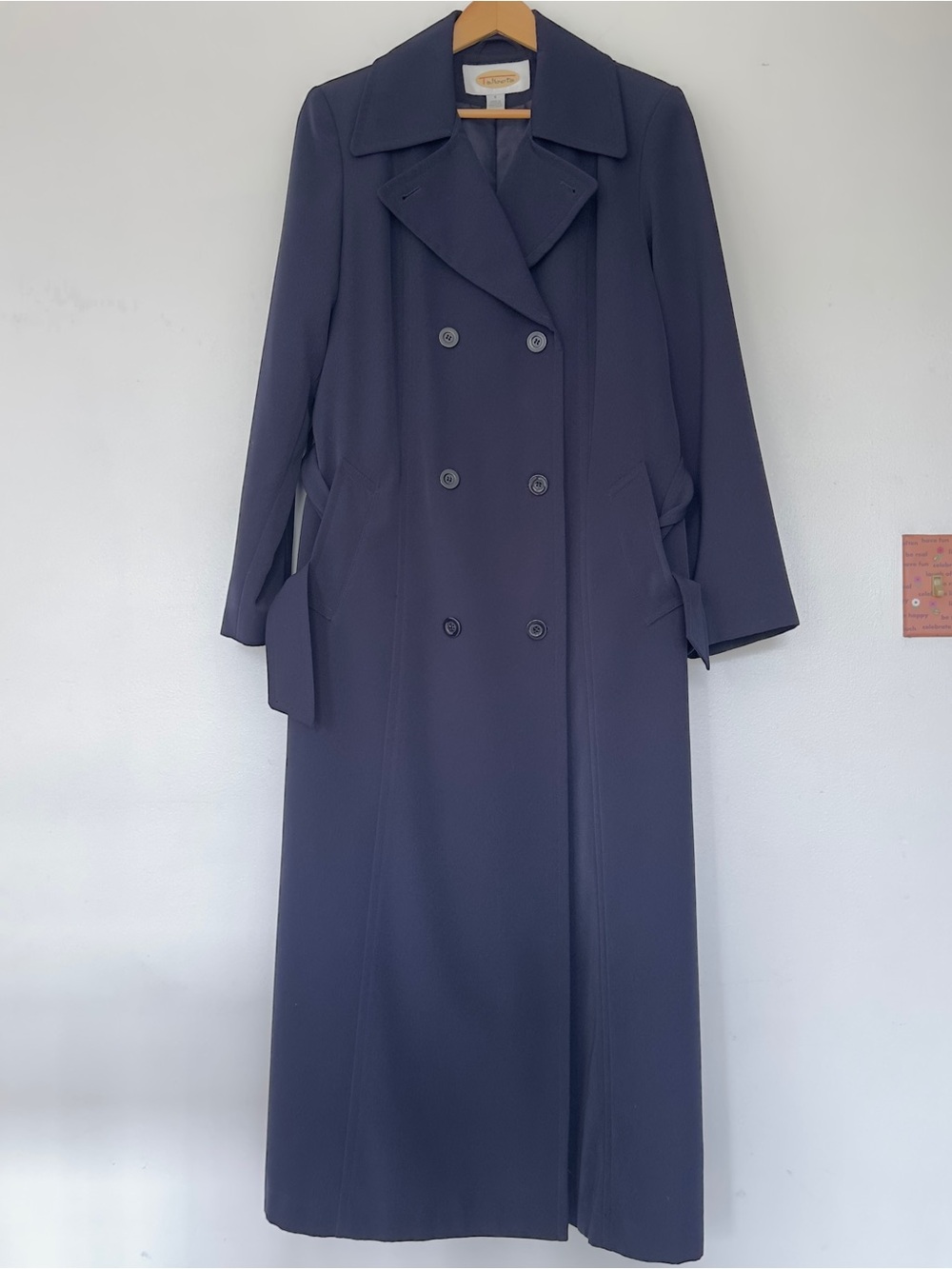 Talbots Trench Coat Double-Breasted Belt Vintage Classic Navy